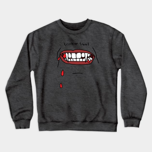 Halloween Horror Smile Fangs and Blood Crewneck Sweatshirt by ellenhenryart